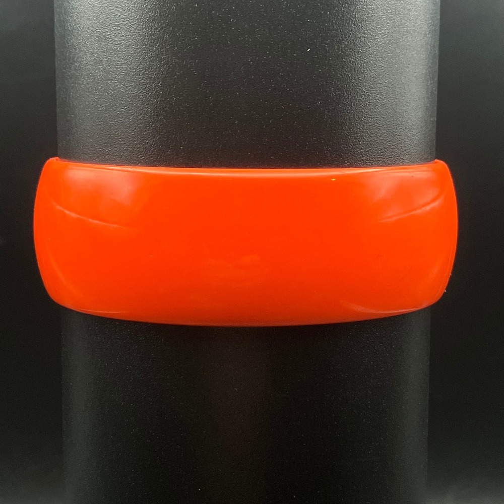 Bangle Bracelet Bright Orange Smooth Round Plastic Size 8" - Picture 2 of 5
